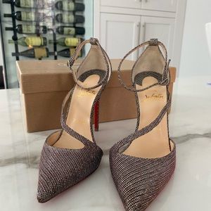 Christian Louboutin Fliketta 100 Glitter Chain Pump- Size 35